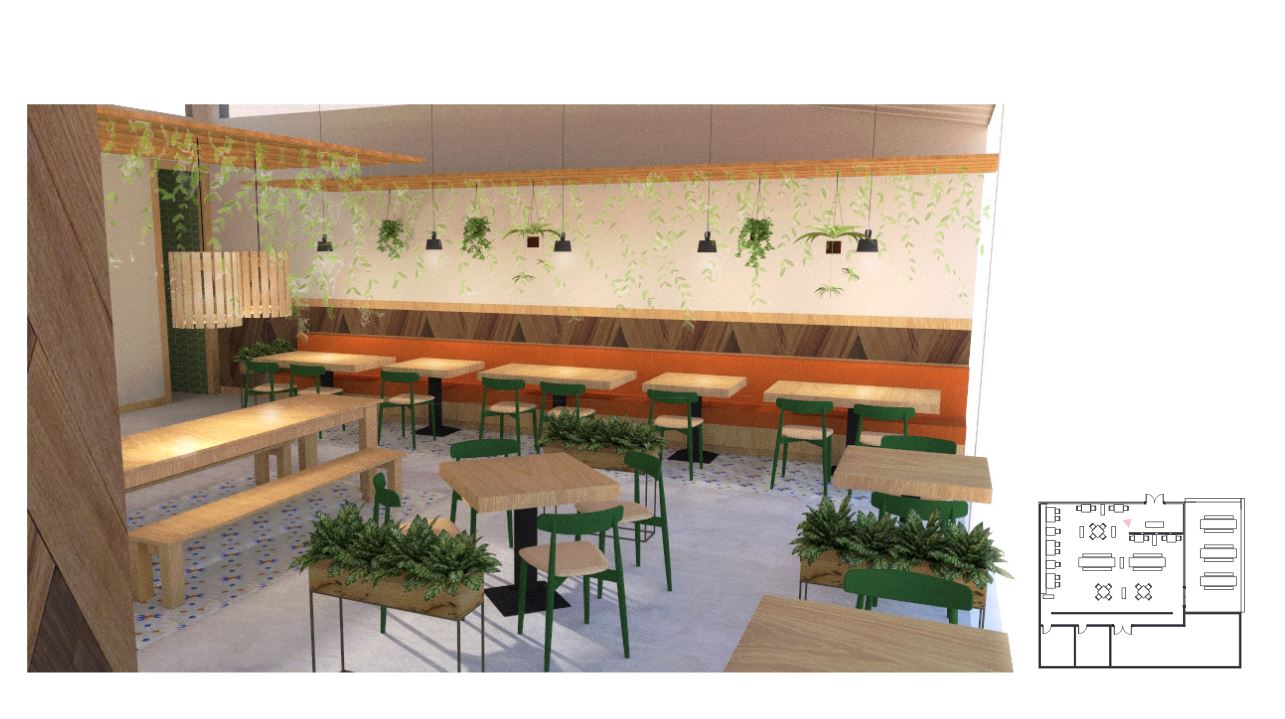 student rendering for interior design