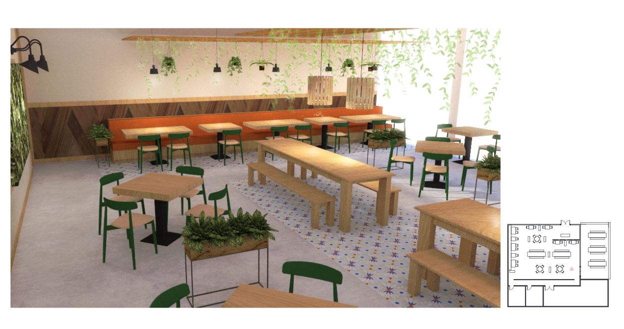 student rendering for interior design